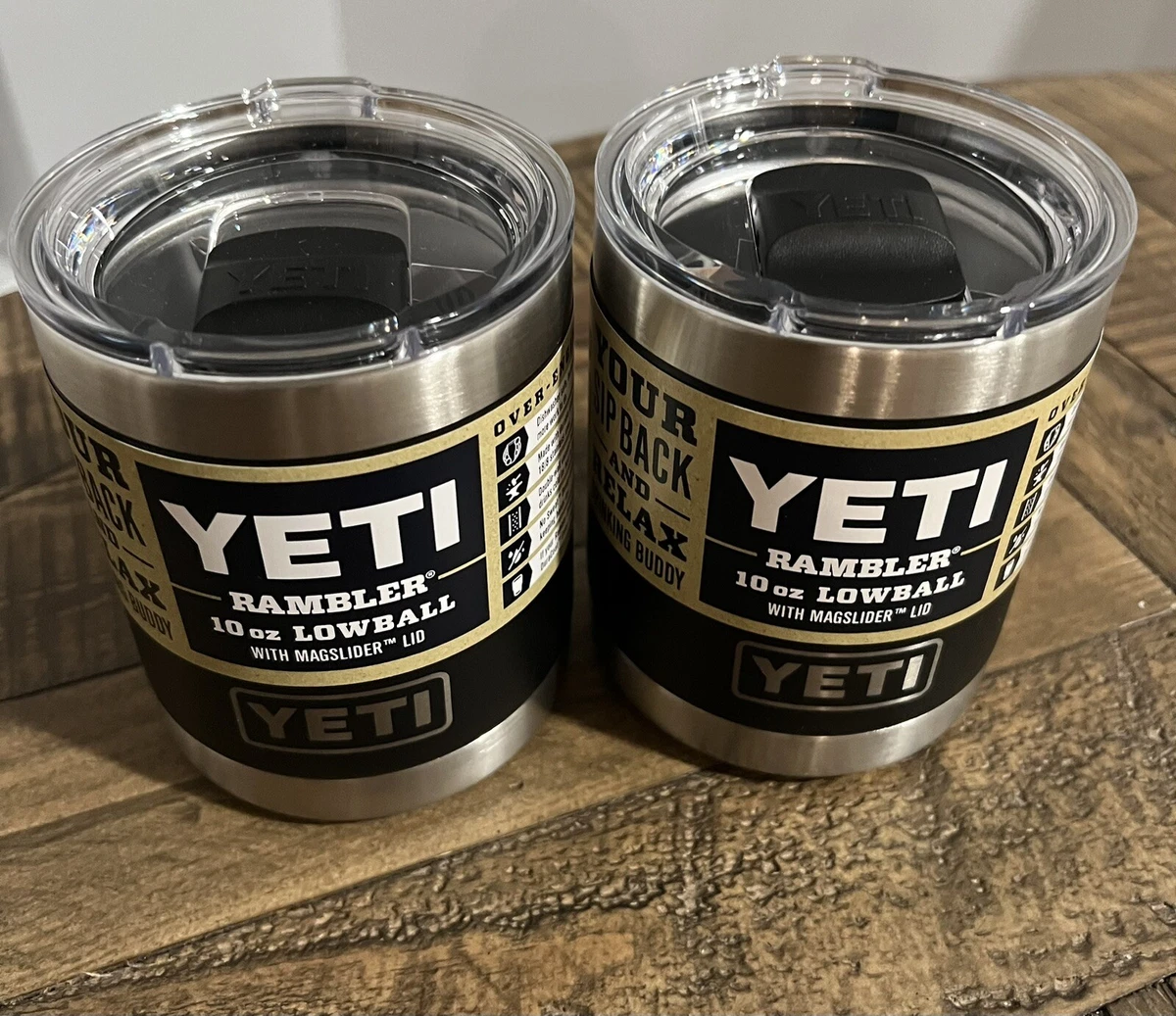 2 Pack Of YETI Rambler 10 oz Lowball Tumbler Black Cups