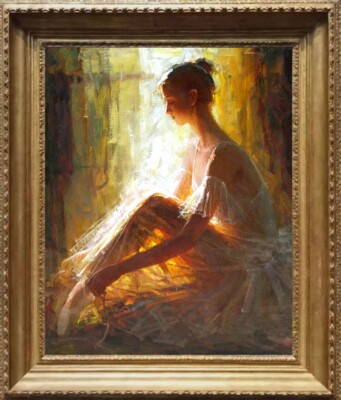 Handmade Oil painting original Art female ballet girl on canvas 24''X30''