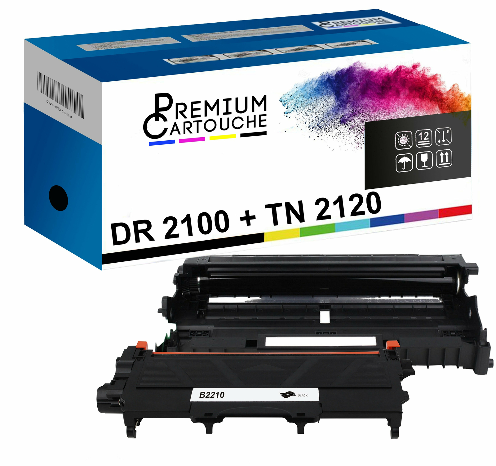Toner TN2120 DR2100 compatible Brother pour corriger les impressions pâles