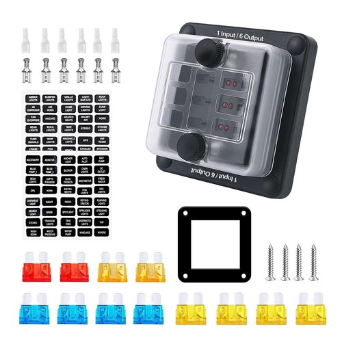 6 Ways Blade Fuse 32V Car Boat Fuse Box Holder W/ Power Panel Board Camper - Picture 20 of 22
