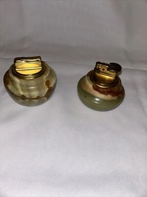 lot de 2 briquets ancien années 70 en pierre onyx - Photo 1/4