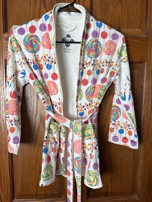 Wrap Up by Valerie Perez Whimsical Lollipop Print Tie Bath Robe Girls 2-5YRS