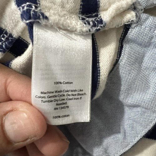 VINEYARD VINES Girls Large 14 Ivory Navy Stripe Oxford Long Sleeve Shirt Dress - Picture 15 of 16