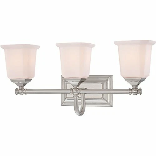 Quoizel NL8603BN Glass Wall Sconce Lighting Shades 3 Light 225 Watt Nickel - Picture 2 of 10