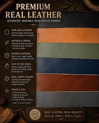Full Grain Real Cowhide Leather Pre-Cut Sheets   Multiple Sizes, Colors