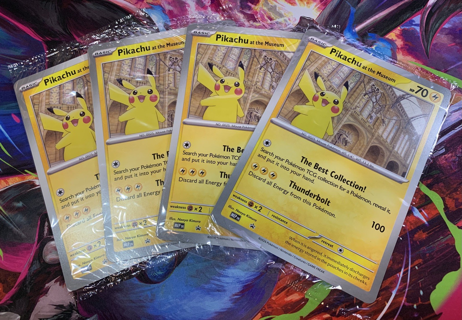 4 x Jumbo Pikachu at the Museum Sealed Natural History Promo Pokemon Cards