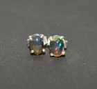 925 SOLID STERLING SILVER BLACK ETHIOPIAN OPAL STUD EARRING