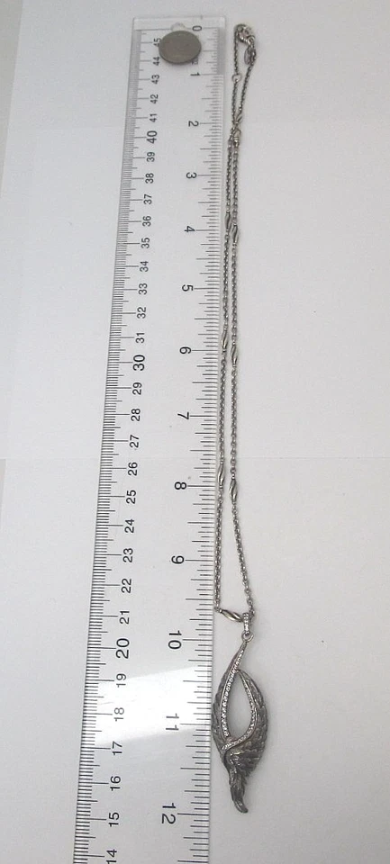 RARE Scott Kay Sterling Silver Feather/Bird Pendant w/ Fancy Link Chain - Image 3 of 4