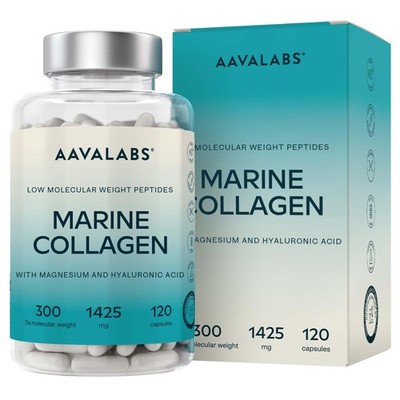 Marine Collagen Kapseln Hochdosiert 1425mg mit Magnesium & Hyaluronsäure -... 