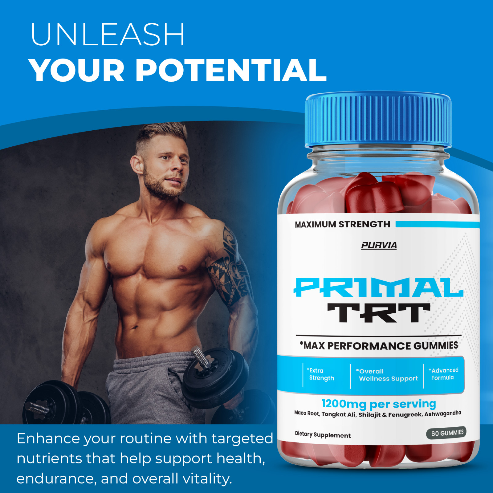 (5 Pack) Primal TRT Gummies For Men PrimalTRT Male Growth Enhancement (300 ct)