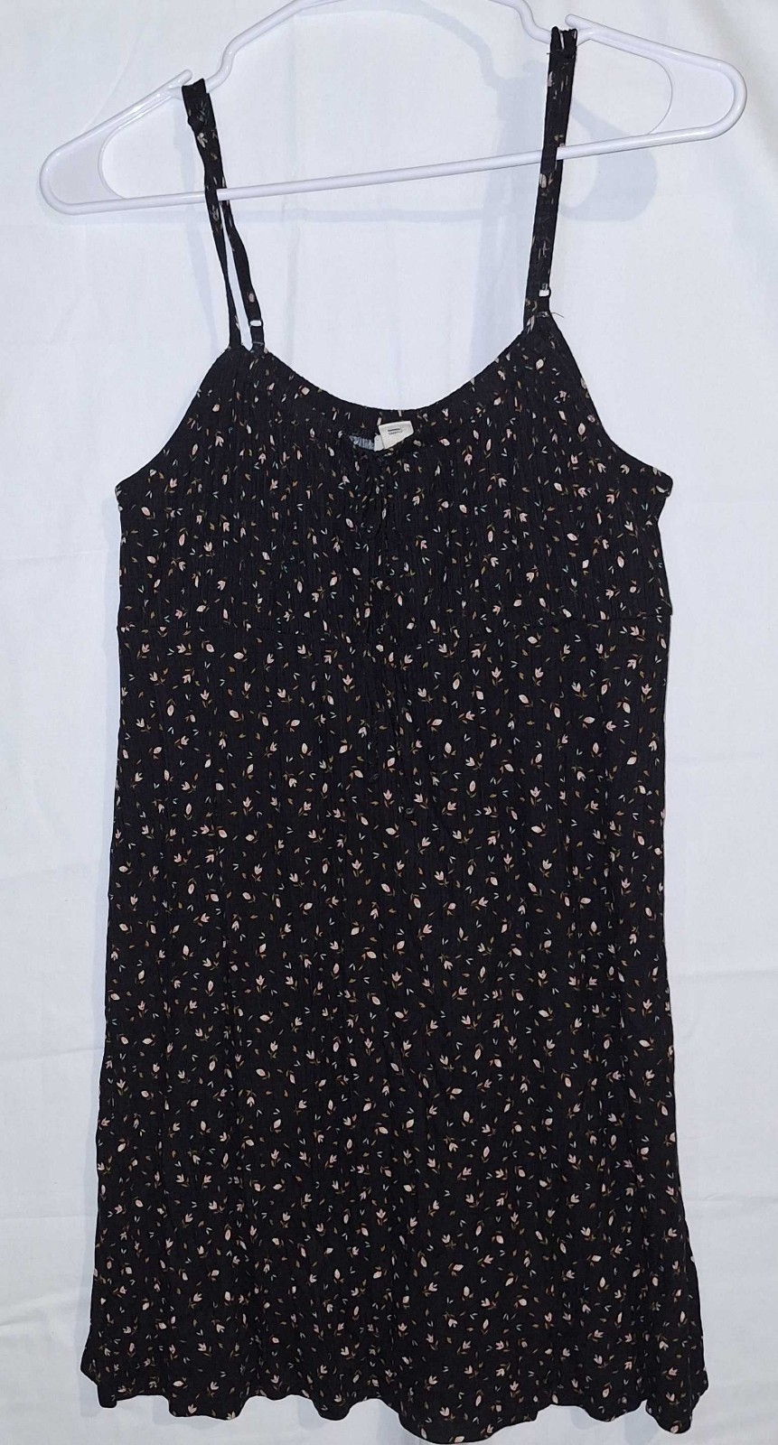 Billabong Dress Womens Large Black Floral Mini Boho Strappy Flowy Sundress