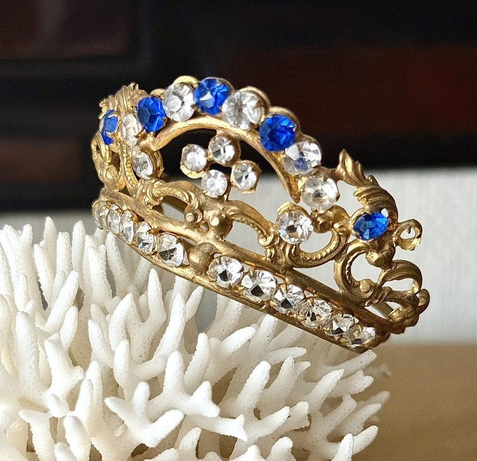 Ancienne Couronne de Vierge Saint Religieux Reliquaire Laiton XIX 19 Doré - Photo 2/4