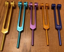 5 Weighted Tuning Forks Chakra Set for Healing, Meditation, Yoga, Energy Balance
