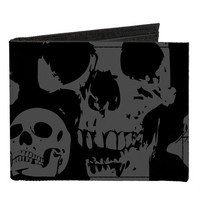Canvas Bi-Fold Wallet Skulls Stacked Weathered Black/Gray (Us Import)