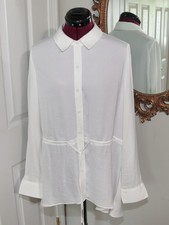 Simply Vera – Vera Wang White Collared Button-Up T Drawstring Tunic Sz L