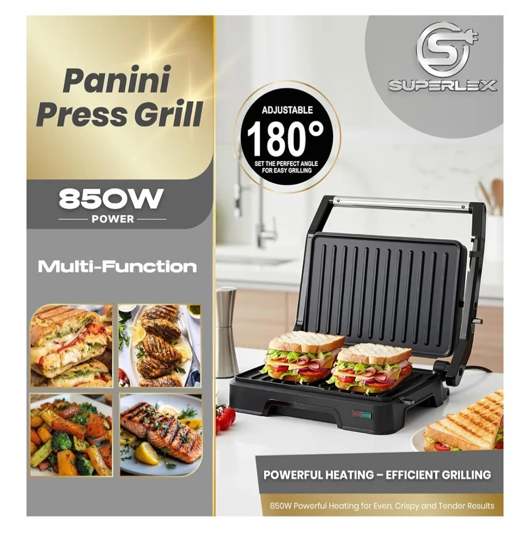 2-in-1 Panini Press Grill 850 W Sandwich Maker NonStick Electric Indoor Grill