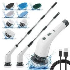 Electric Spin Scrubber with Adjustable Length Cleaning Brush 2500mAh Power