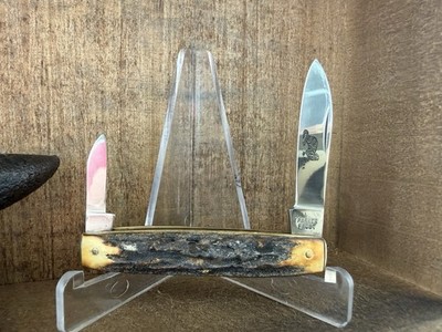 Parker Frost Genuine Stag Jack Knife Mink Etch Japan Surgical Steel 2 7/8 