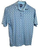FootJoy Polo Shirt Mens Large Blue Purple Floral Golf Performance Stretch