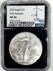 2026 1 oz Silver American Eagle MS 70 Early Release Fine Silver NGC #628-1