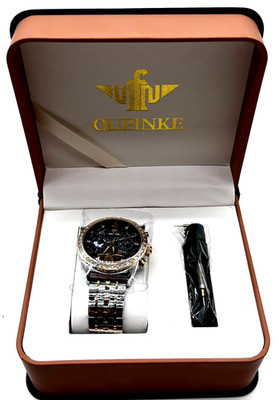 Oupinke Men's Black Dial Silver Gold Tone Automatic Wristwatch Brand New
