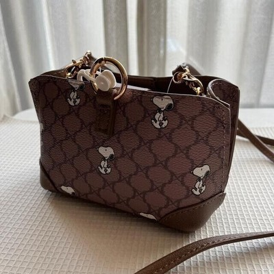 Shimamura × peanut Snoopy Japan Limited Mini Shoulder Camera Bag Brown Leather