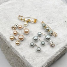5PCS Pearl Brooch Pin Set Decorative Safety Pins for Skirts Scarves & Cardigans