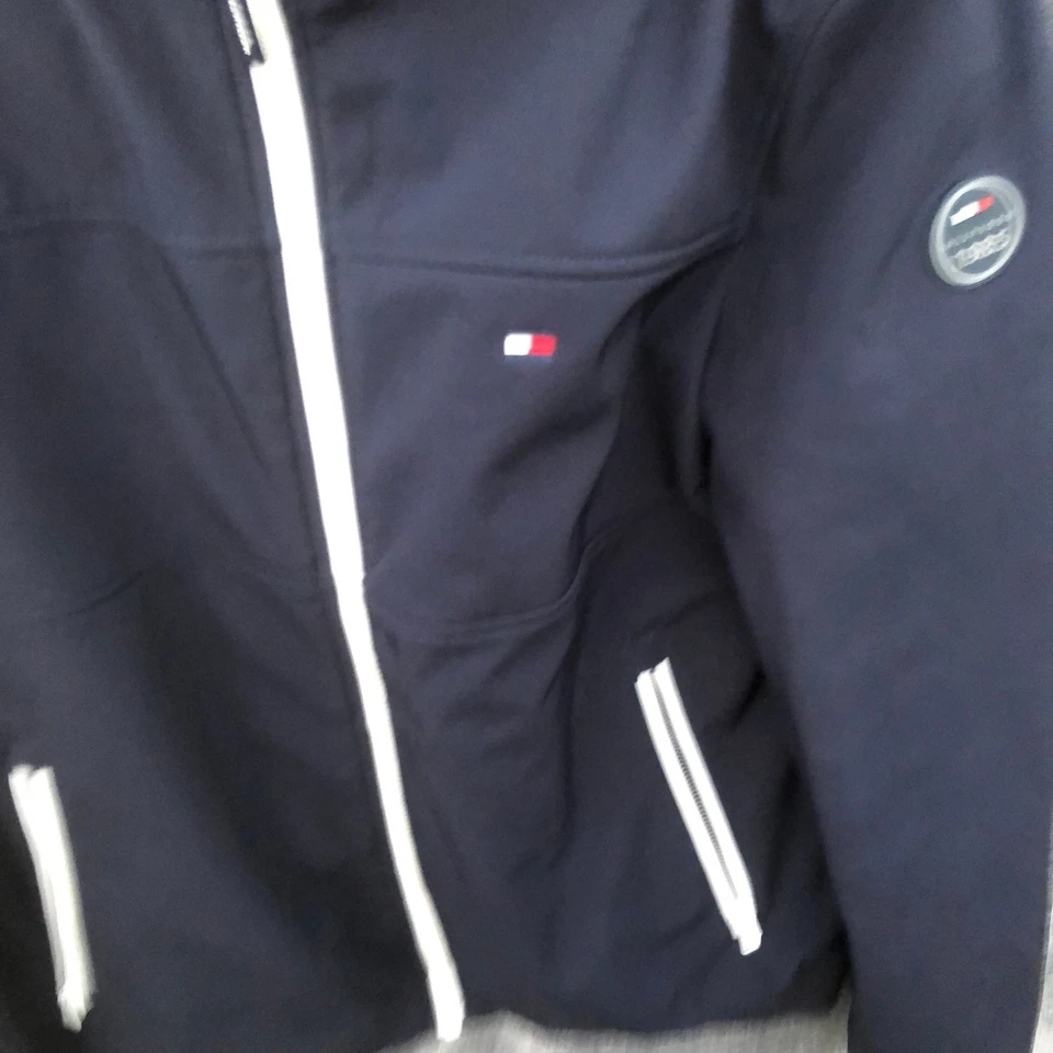 Tommy Hilfiger Chaqueta Para Hombre L Azul Marino Cremallera Completa Con Capucha Reversible Otoño Puffer Foto 3 de 4