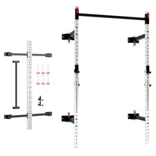 Soozier Folding Squat Rack with Pull Up Bar, 1000 Pounds Capacity, White