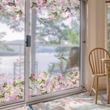 Blossom Decorative Large Window Film Pink Floral Spring Static Cling Window