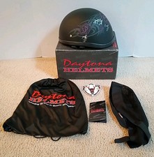 Daytona Skull Cap W/PURPLE ROSE NON DOT Motor...