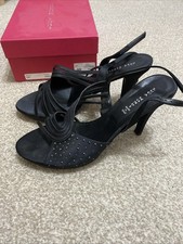 Evening / Party Shoes Size UK 7 EUR 40 - Black Satin , Made In Italy  
