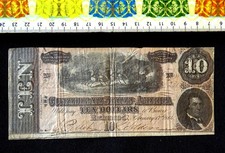 (FR  ) , 10 Dollars , USA Confederate States , Note ,  Richmond , Année : 1864 .