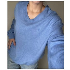 Ralph Lauren Polo Golf blue V-Neck Sweater Preppy Collegiate fisherman academia