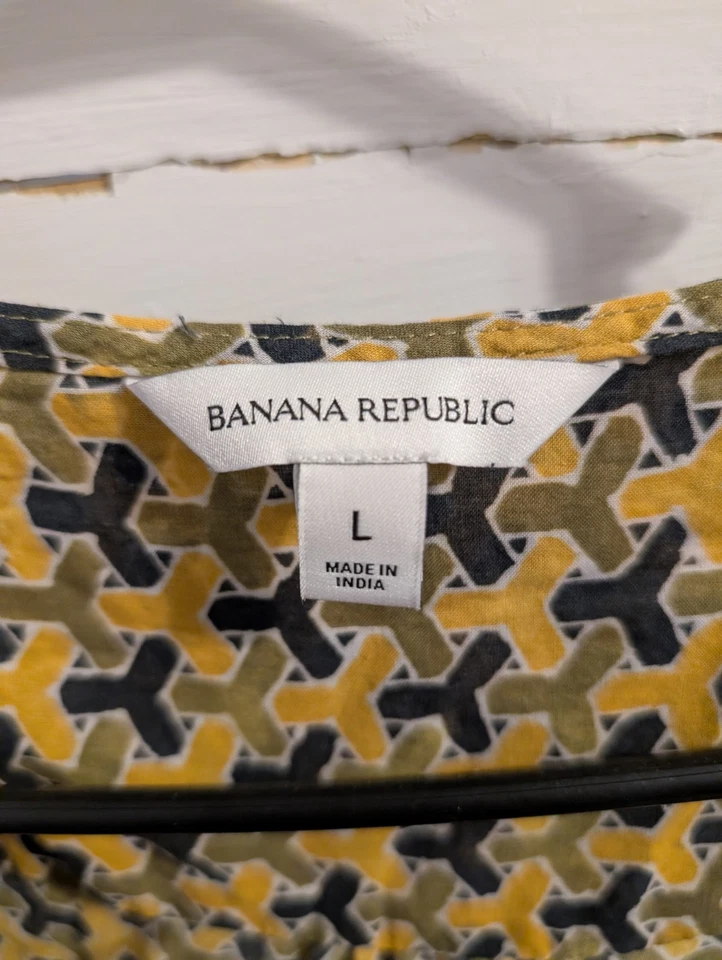 Новый с Ярлыками Banana Republic белый лотос хлопок надежном платье размер большой в желтый принт - Изображение 2 из 3