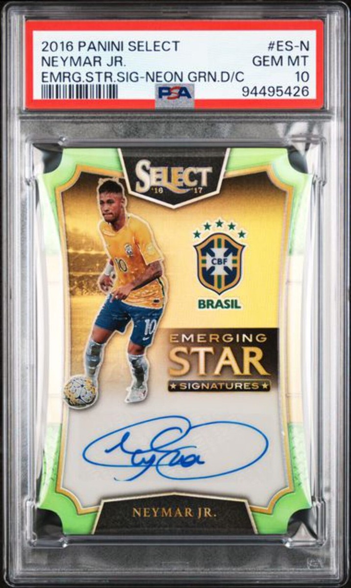 Graded 2016 Panini Select Neymar Jr. #ESN /25 Auto Neon Green