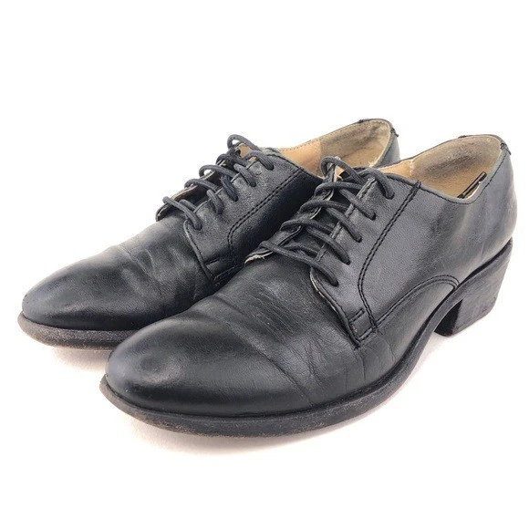 Zapatos Frye Carson Oxford Puntera Lisa para Mujer Talla 8 B Cuero Negro Con Cordones Foto 3 de 4