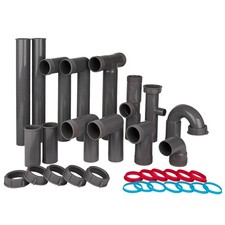 Universal 1-1/2" Kitchen Sink Drain Kit with P-Trap 1.5 inches, Gray