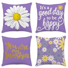 Spring Summer Pillow Covers 18x18 Set of 4, 18" x 18" Pack of 4 Purple