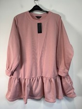 Curvissa Sweater Dress Size UK 26 Pink Frill Hem Jumper Tunic Winter Top Plus