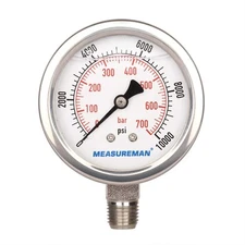MEASUREMAN 2-1/2 dialGlycerin Filled Hydraulics Pressure Gauge Stainless Ste