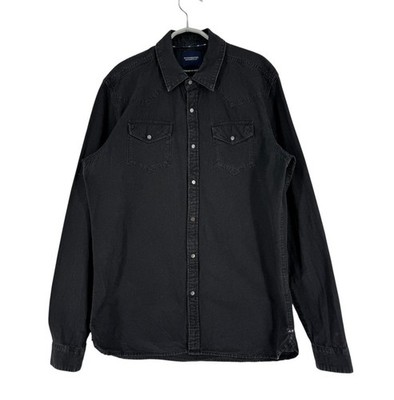 Scotch & Soda Men's Casual The Western By Ams Blue Shirt Size L