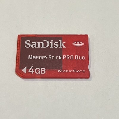 Clear Red 4gb SANDISK PRO Duo memory stick for pro duo Sony cameras & Sony PSP