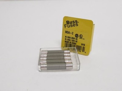 194483 New In Box; Bussmann MDA-2 Box-5 Time Delay Fuses 2 Amps; 250VAC