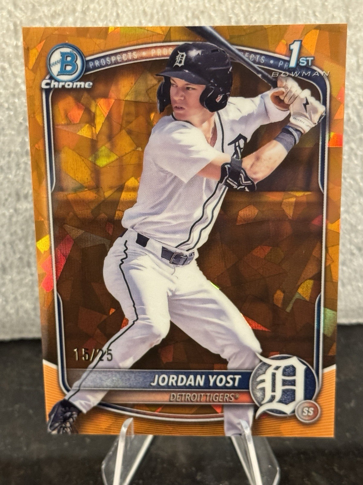 2025 Bowman Draft Sapphire Jordan Yost Orange /25 Tigers #BDC-162
