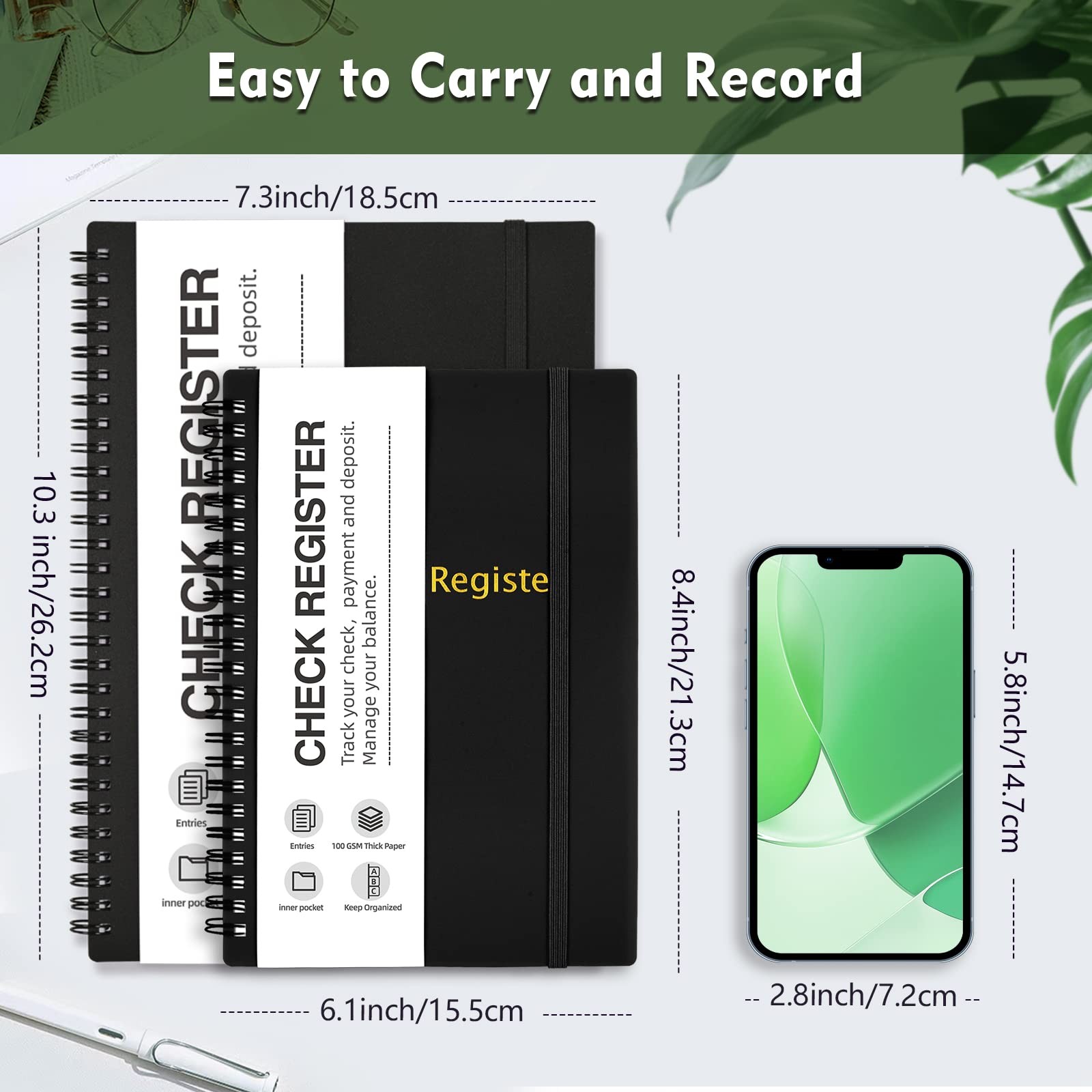 как выглядит Homlive Check Registers for Personal Medium 5.8 x 8.3 , Black фото