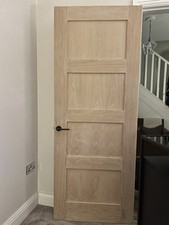 Internal Solid Oak Door With Fitted Black Handles And Hinges