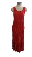 Eileen Fisher Crushed Silk Full Length Tiered Dress Flame 2XS NWT 378