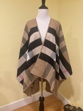 NWT BURBERRY CHARLOTTE CAMEL WOOL CHECK REVER...