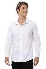 Men's White Formal Dress Shirt, Large Size, Ideal for Business or Special Events